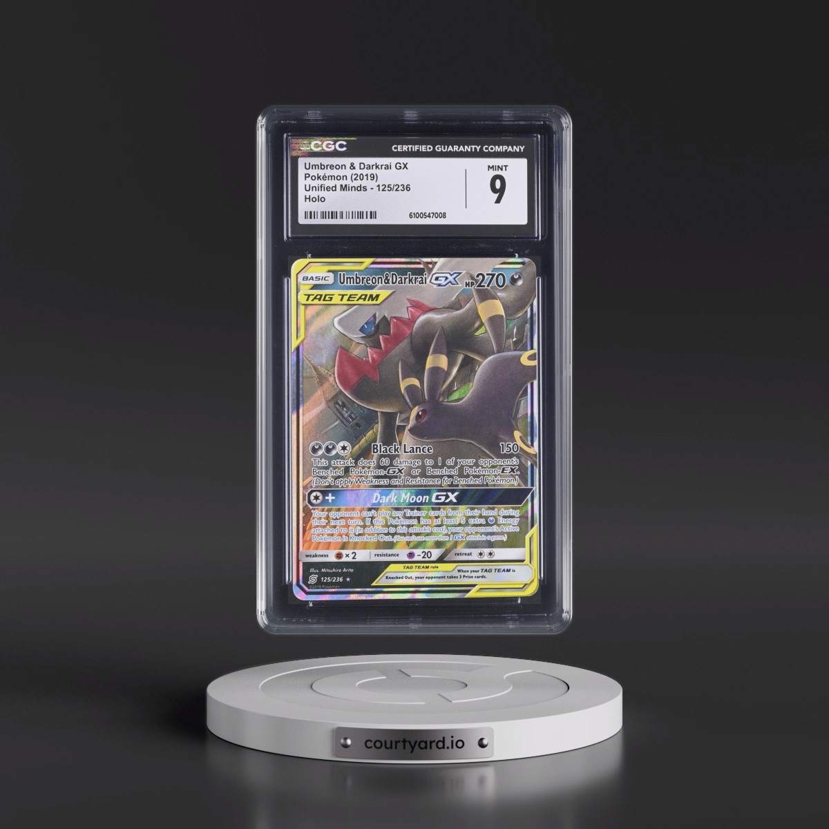 2019 Unified Minds #125/236 Umbreon &amp; Darkrai GX - Holo (CGC 9 MINT)