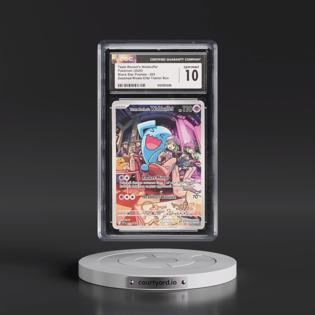 2023 Black Star Promos - Scarlet & Violet SVP EN #203 Team Rocket's Wobbuffet - Destined Rivals Elite Trainer Box (Holo) (CGC 10 GEM MINT)