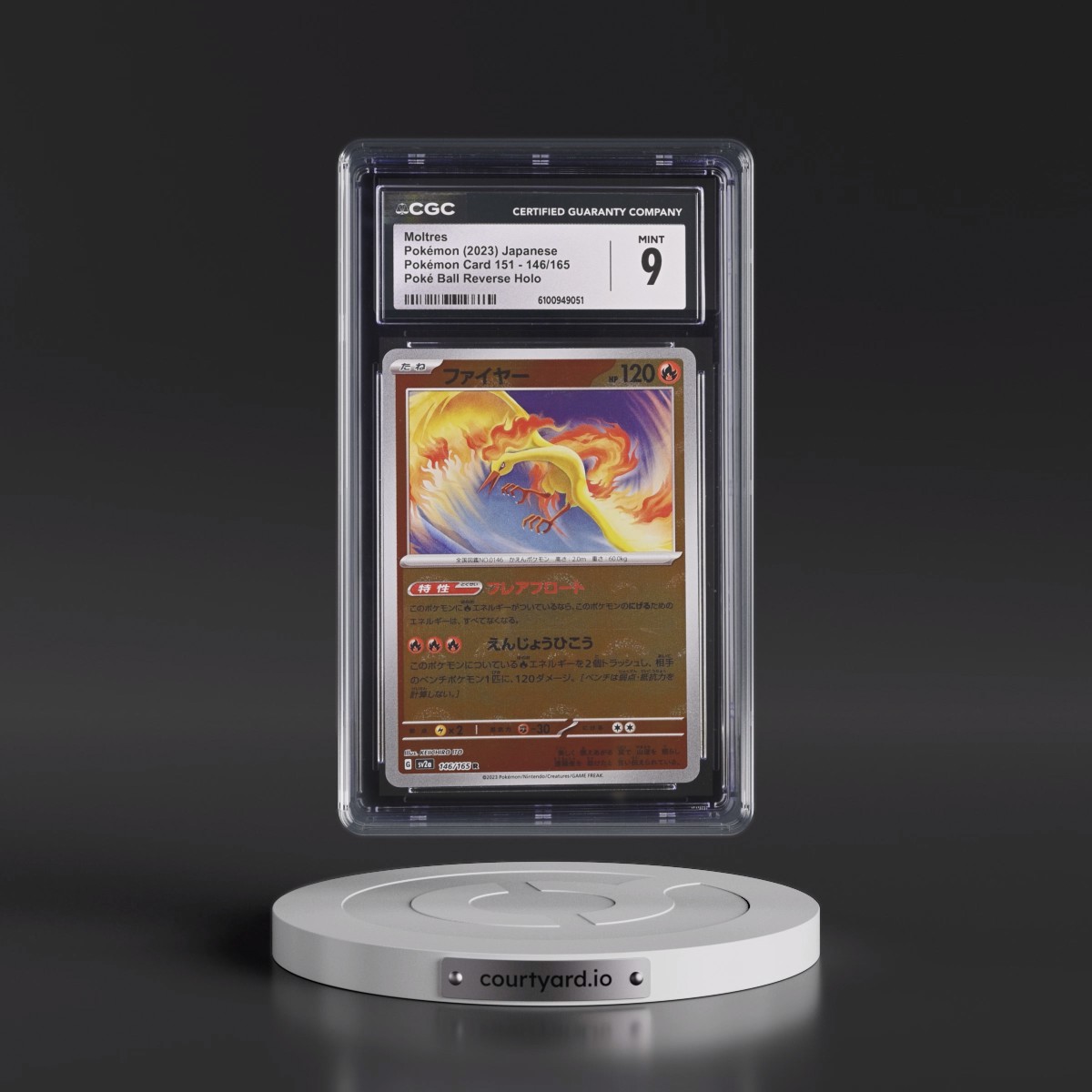 2023 Pokémon Card 151 #146/165 Moltres - Reverse Holo Poké Ball (CGC 9 MINT)