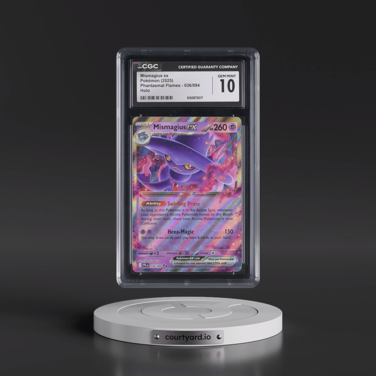2025 Phantasmal Flames - PFL EN #036/094 Mismagius ex - Holo (CGC 10 GEM MINT)