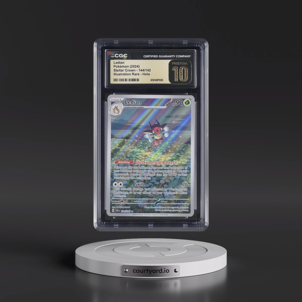 2024 Stellar Crown - SCR EN #144/142 Ledian - Illustration Rare Holo (CGC 10 PRISTINE)