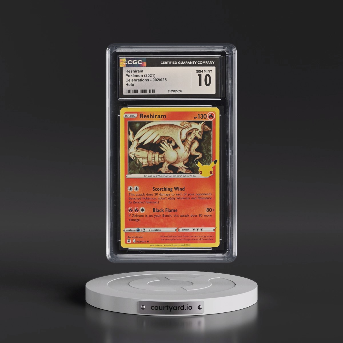 2021 Celebrations #002/025 Reshiram - Holo (CGC 10 GEM MINT)