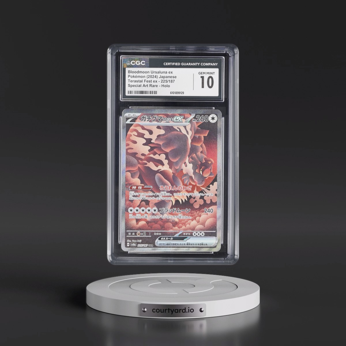 2024 High Class Pack: Terastal Fest ex - sv8a #225/187 Bloodmoon Ursaluna ex - Special Art Rare Holo (CGC 10 GEM MINT)