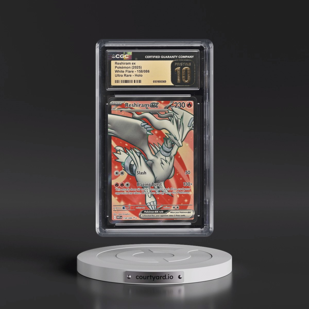 2025 White Flare - WHT EN #158/086 Reshiram ex - Ultra Rare Holo (CGC 10 PRISTINE)