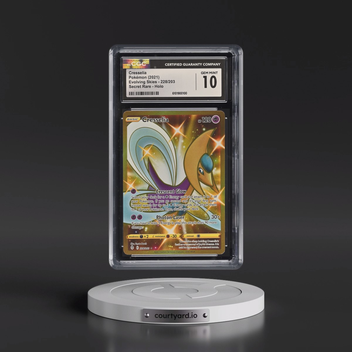 2021 Evolving Skies Cresselia - Secret Rare Holo #228/203 CGC 10