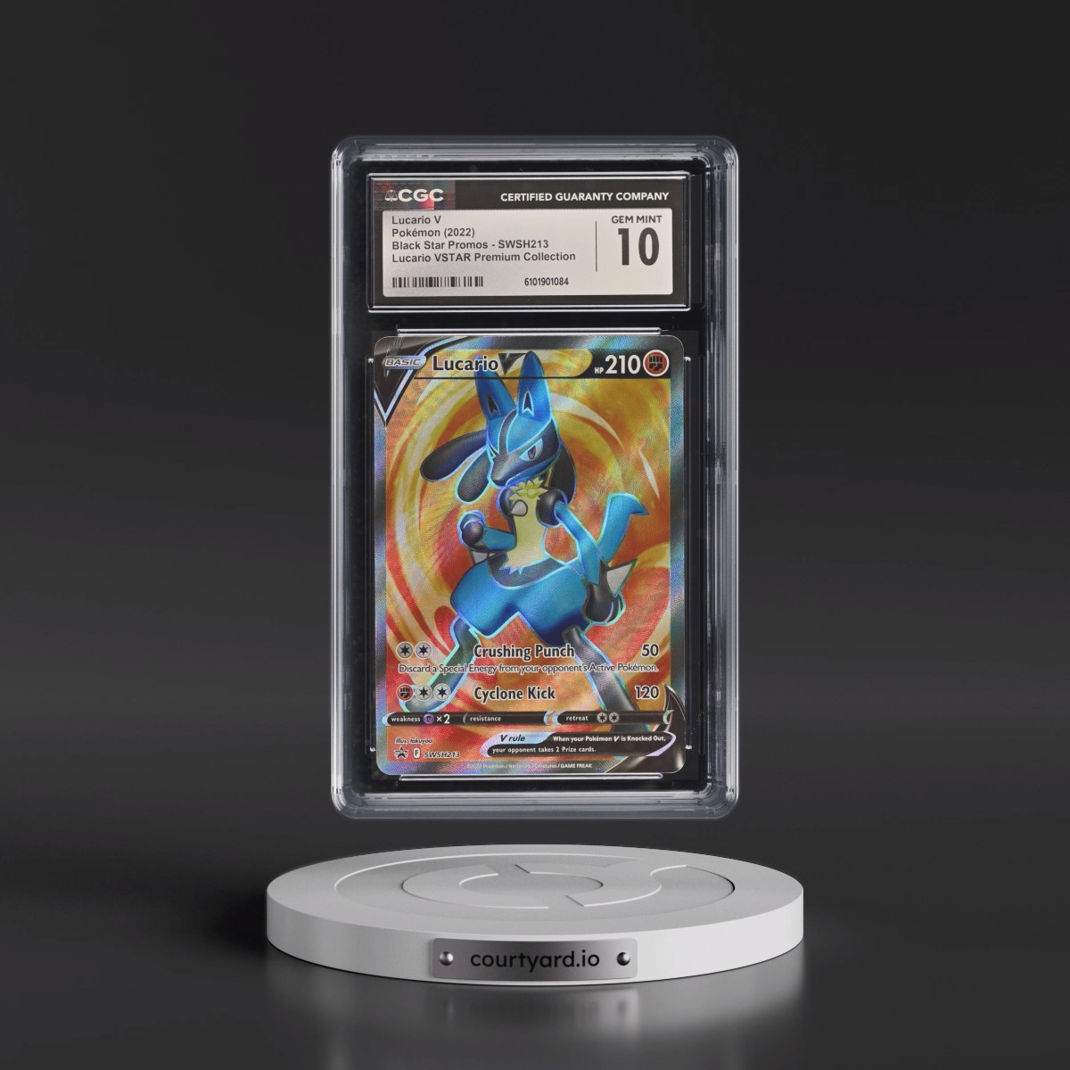 2022 Pokémon Swsh Black Star Promo #213 Lucario V - Holo Full Art Lucario Vstar Premium Collection (CGC 10 GEM MINT)