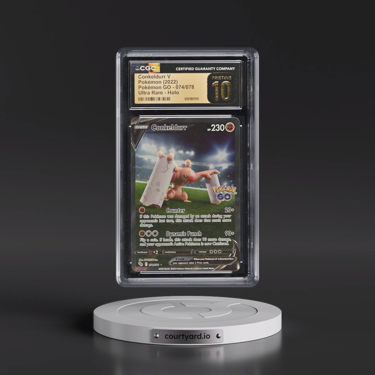 2022 Pokémon GO #074/078 Conkeldurr V - Ultra Rare Holo (CGC 10 PRISTINE)