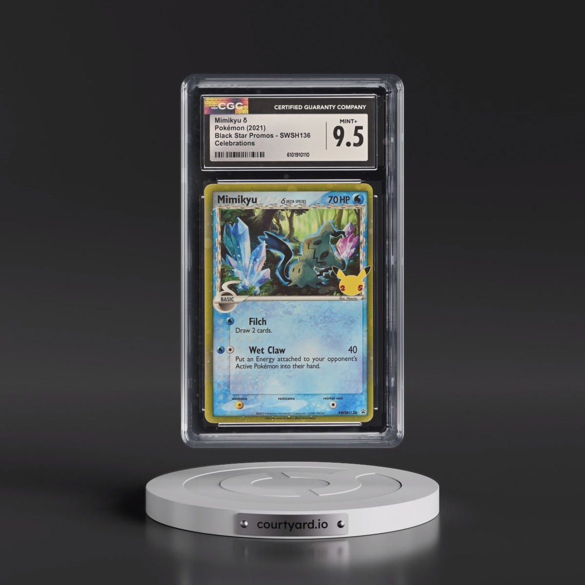 2017 Black Star Promos - Sword & Shield #SWSH136 Mimikyu ´ - Celebrations (Holo) (CGC 9.5 MINT+)