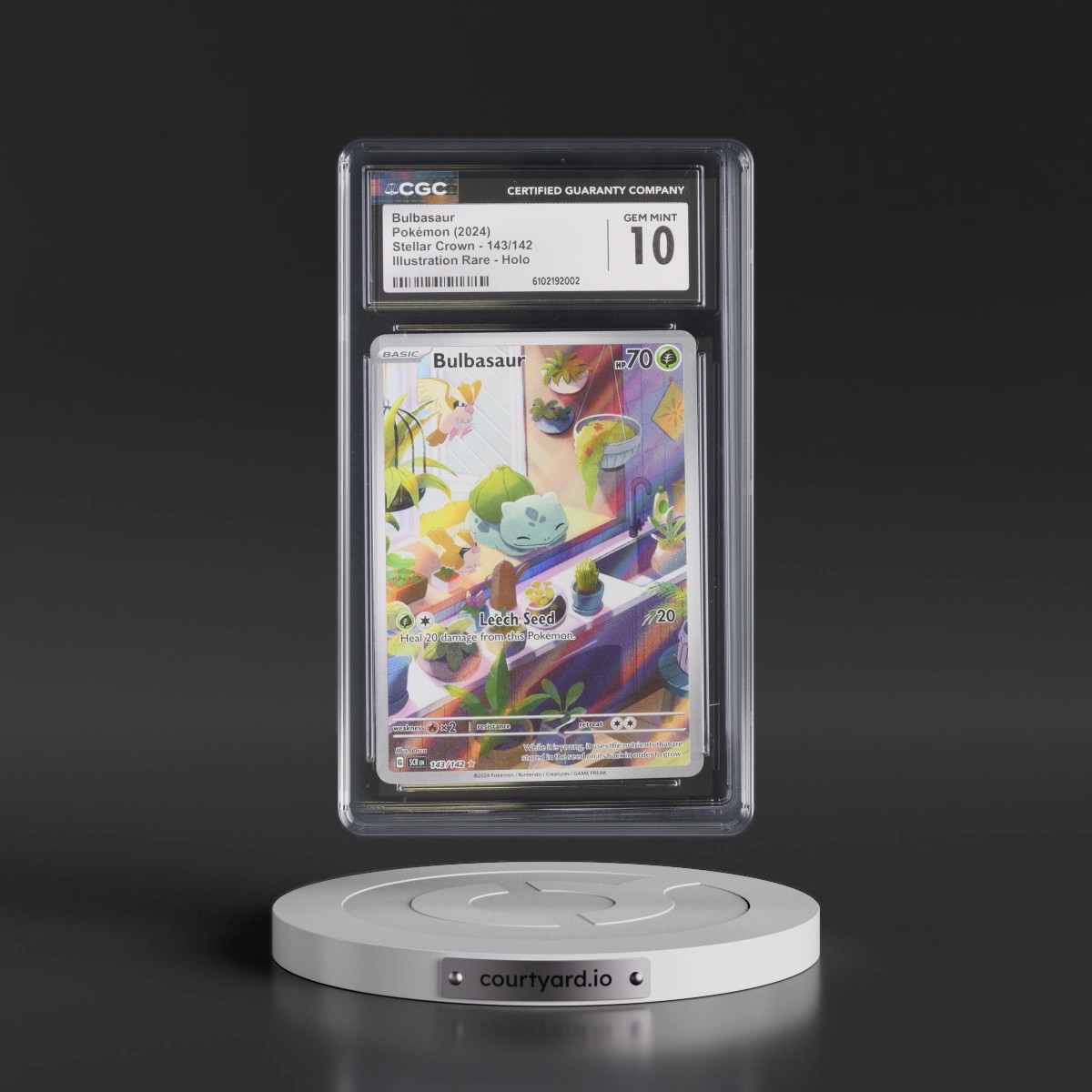 2024 Stellar Crown - SCR EN #143/142 Bulbasaur - Illustration Rare Holo (CGC 10 GEM MINT)