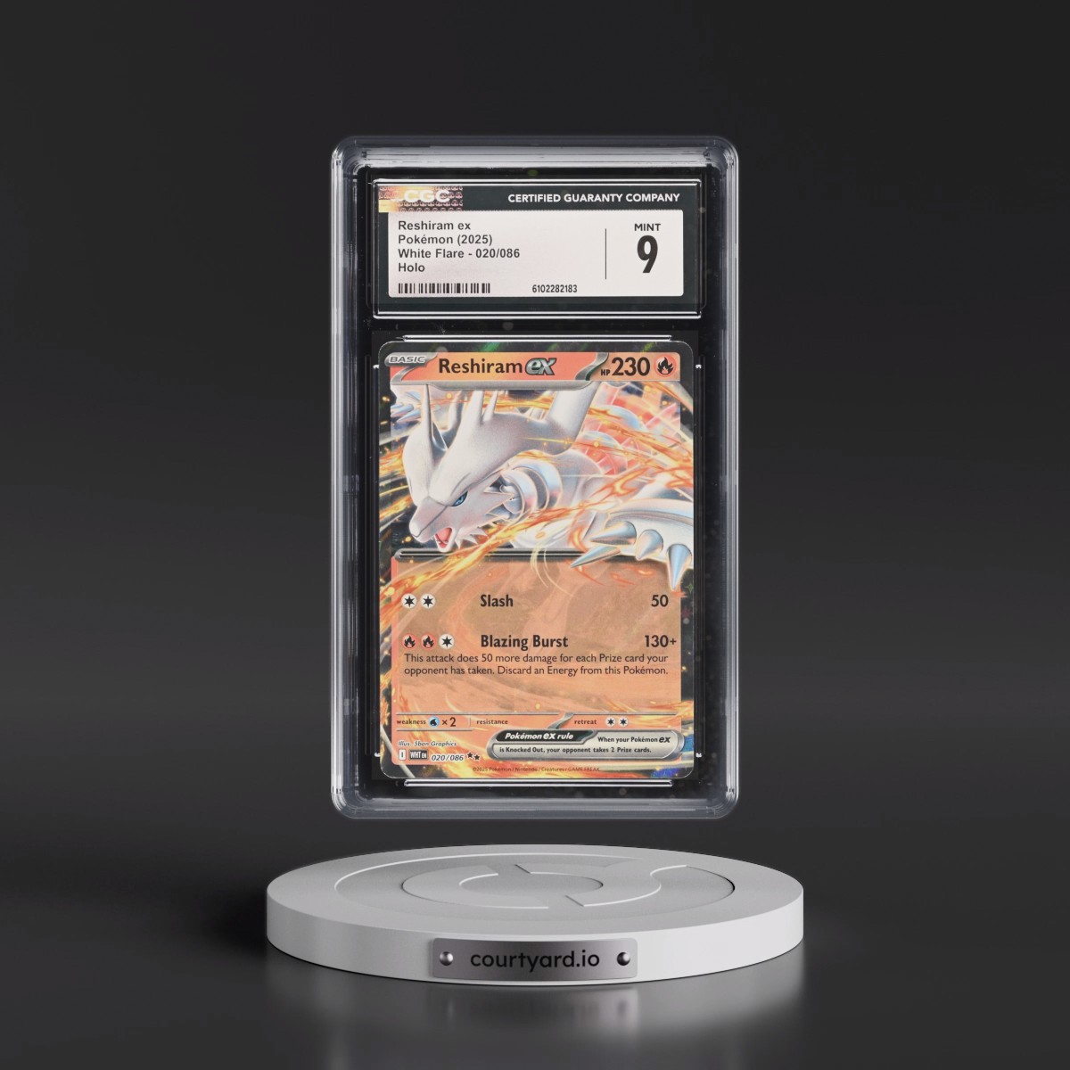 2025 White Flare - WHT EN #020/086 Reshiram ex - Holo (CGC 9 MINT)