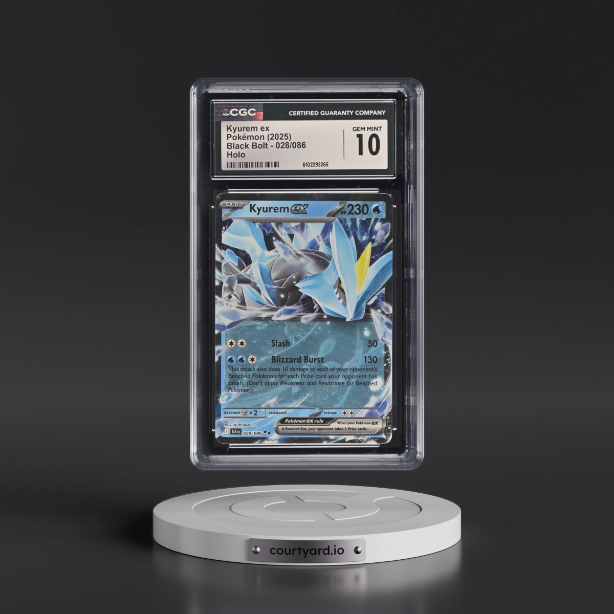 2025 Black Bolt - BLK EN #028/086 Kyurem ex - Holo (CGC 10 GEM MINT)
