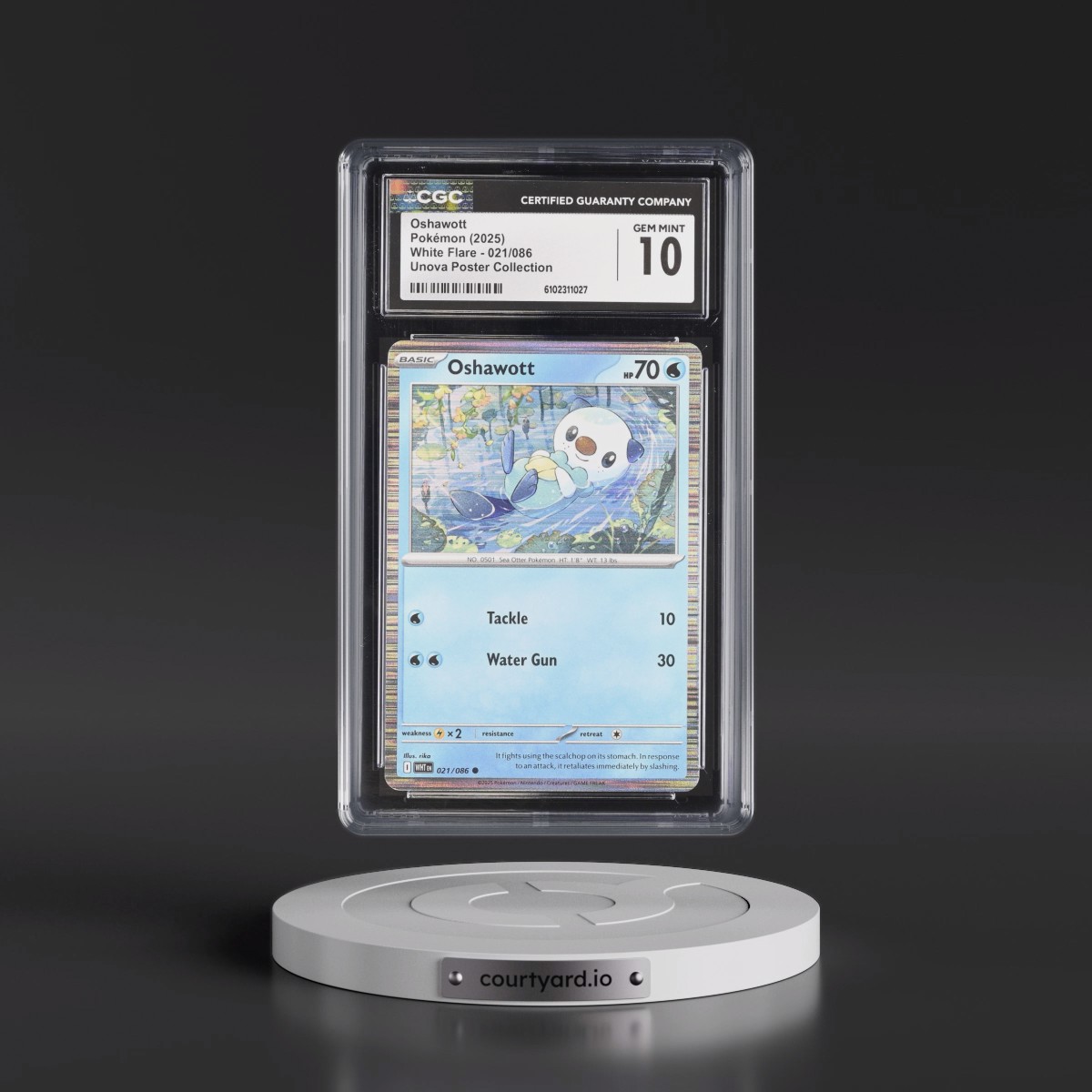 2025 White Flare - WHT EN #021/086 Oshawott - Unova Poster Collection (Tinsel Holo) (CGC 10 GEM MINT)