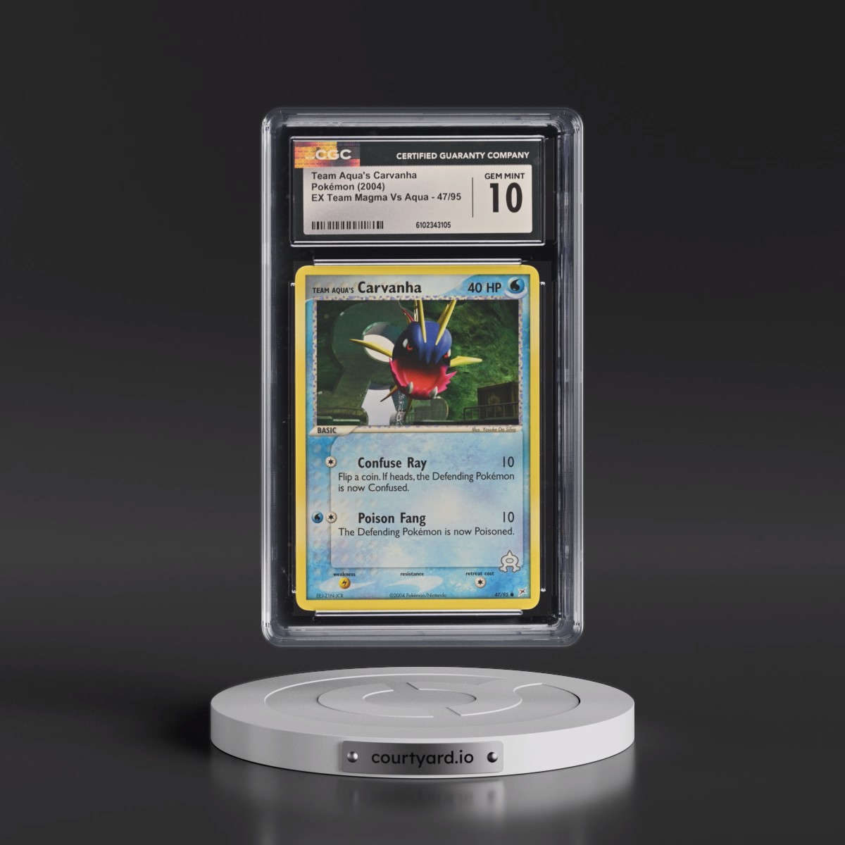 2004 EX Team Magma Vs Team Aqua #47/95 Team Aqua's Carvanha (CGC 10 GEM MINT)