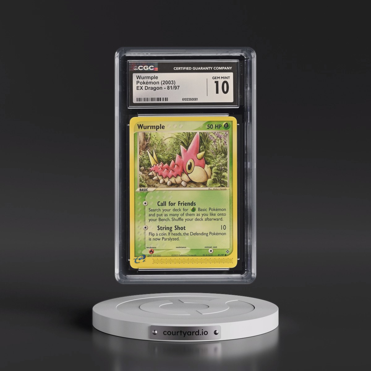 2003 EX Dragon (2003 Copyright, w/ "e" Symbol) #81/97 Wurmple (CGC 10 GEM MINT)