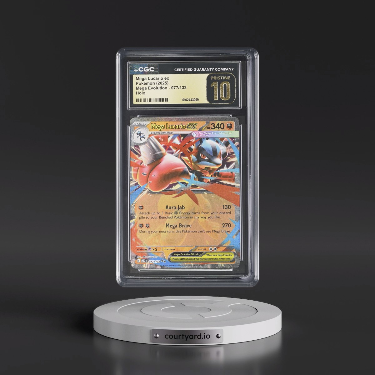 2025 Mega Evolution - MEG EN #077/132 Mega Lucario ex - Holo (CGC 10 PRISTINE)