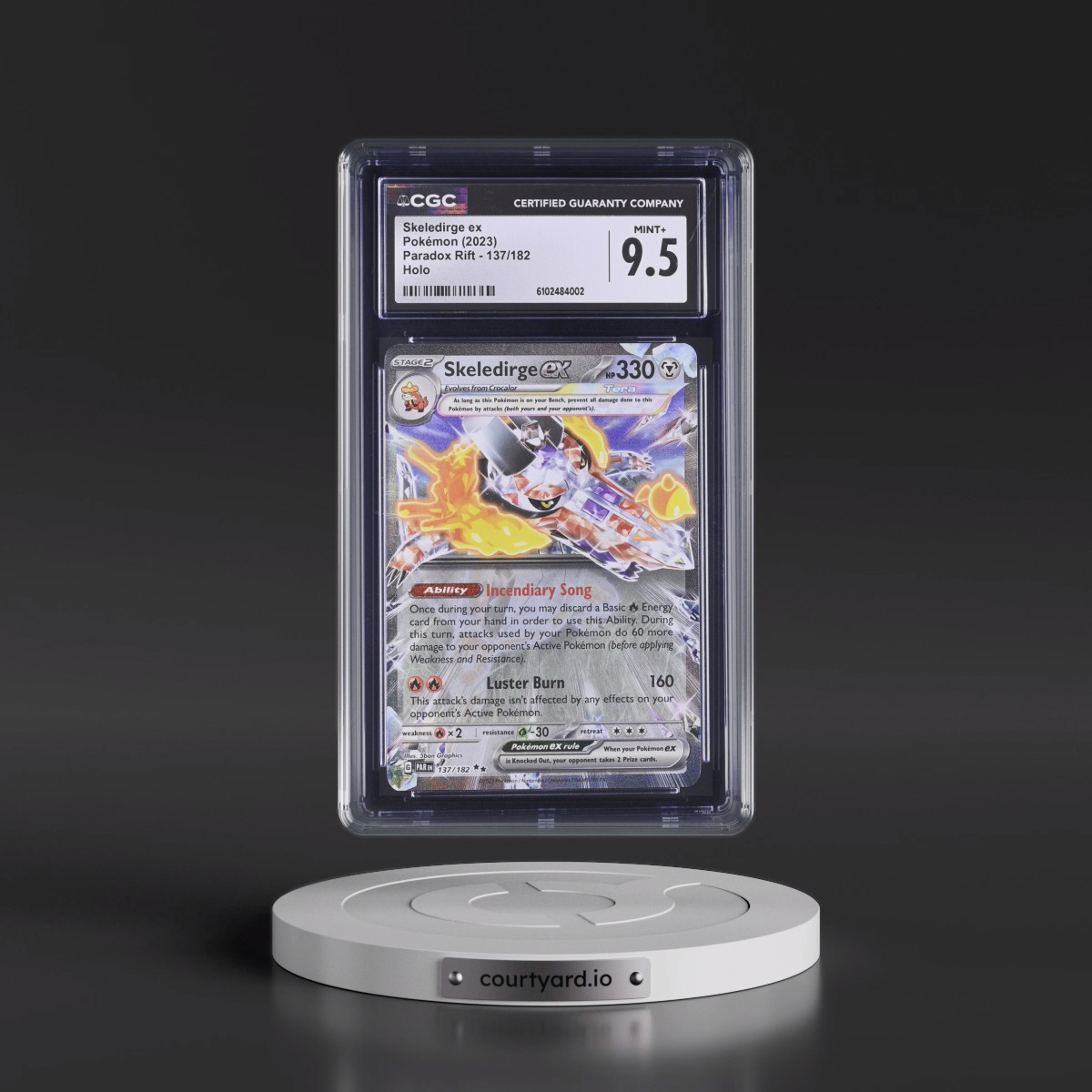2023 Pokémon Par EN-Paradox Rift #137 Skeledirge EX - Holo (CGC 9.5 MINT+)