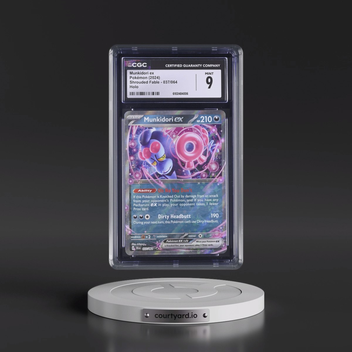 2024 Pokémon Sfa EN-Shrouded Fable #037 Munkidori EX - Holo (CGC 9 MINT)