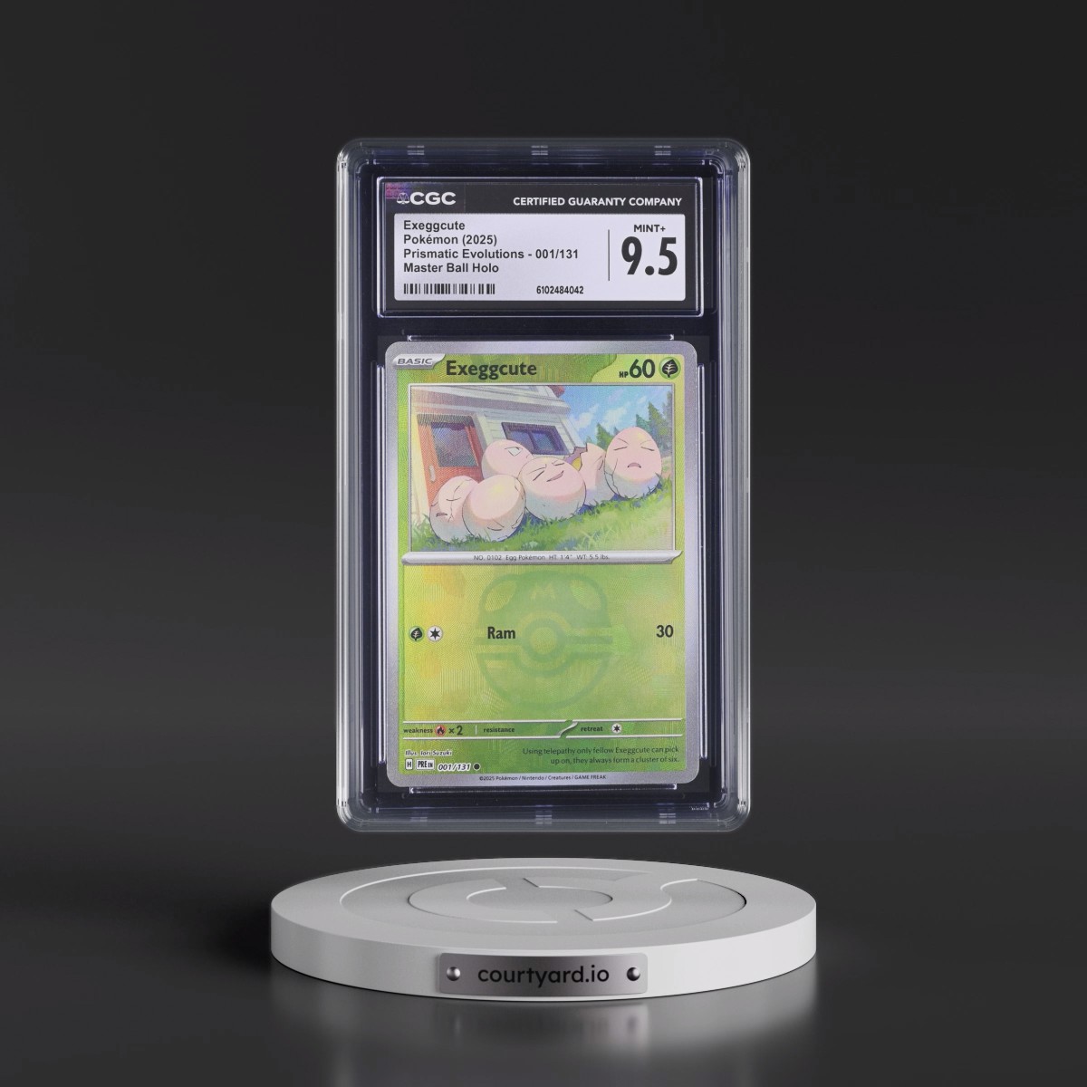 2025 Pokémon Pre EN-Prismatic Evolutions #001 Exeggcute - Reverse Holo Master Ball (CGC 9.5 MINT+)