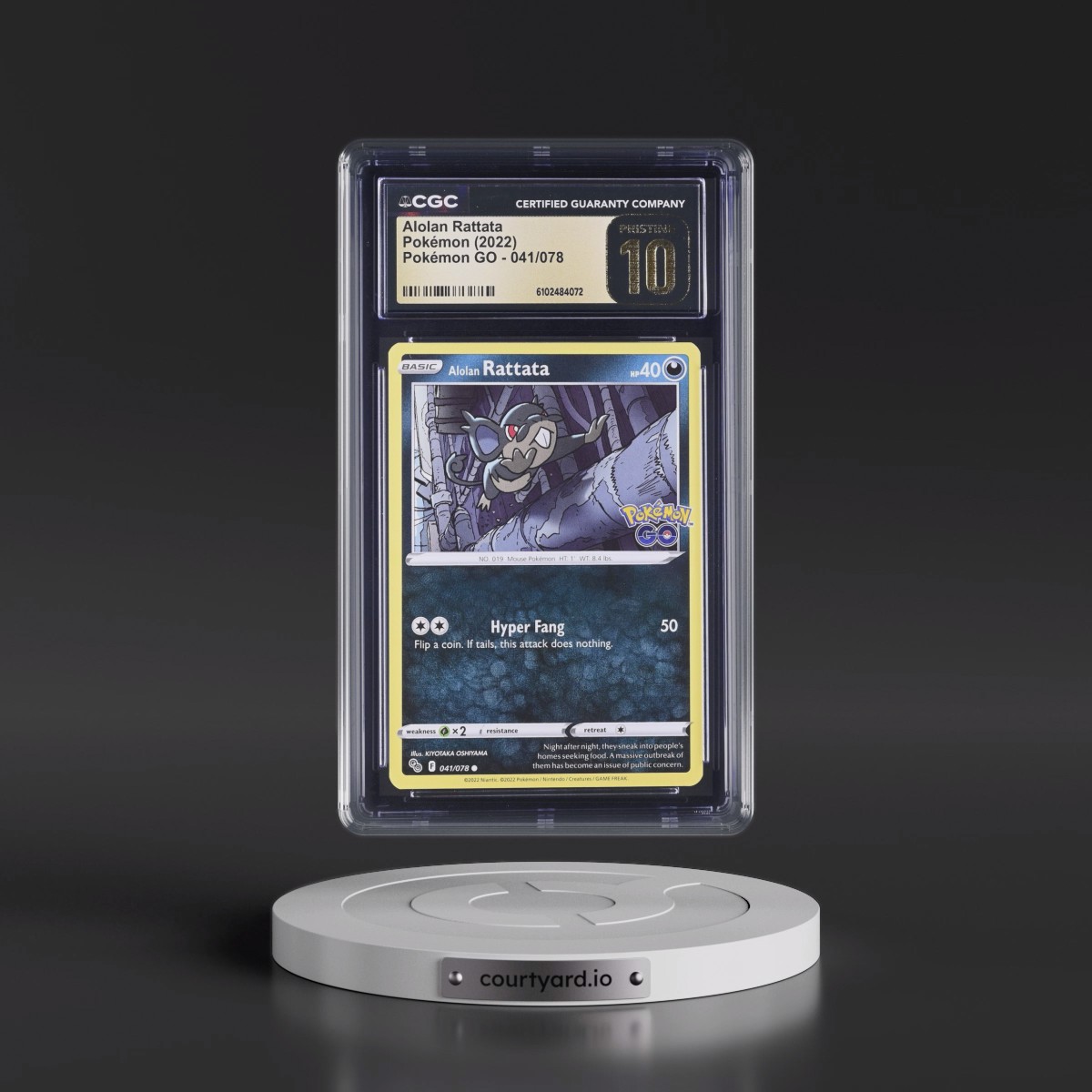 2022 Pokémon GO #041/078 Alolan Rattata (CGC 10 PRISTINE)