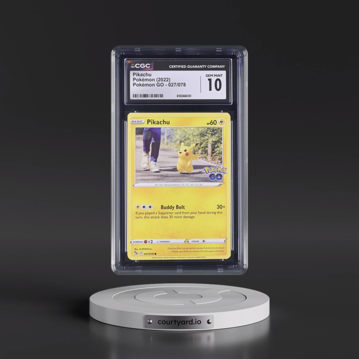 2022 Pokémon GO #027/078 Pikachu (CGC 10 GEM MINT)