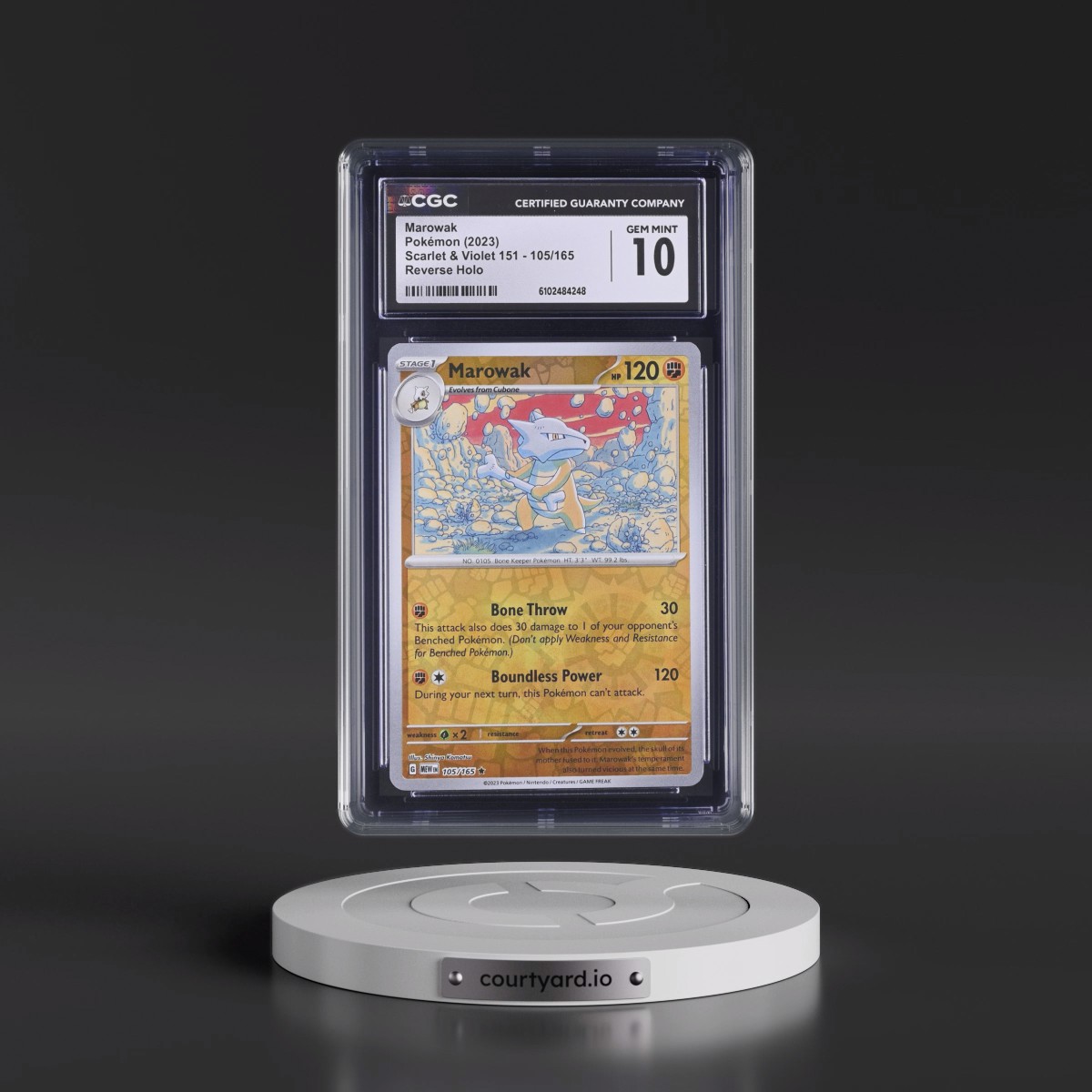 2023 Scarlet & Violet 151 - MEW EN #105/165 Marowak - Reverse Holo (CGC 10 GEM MINT)