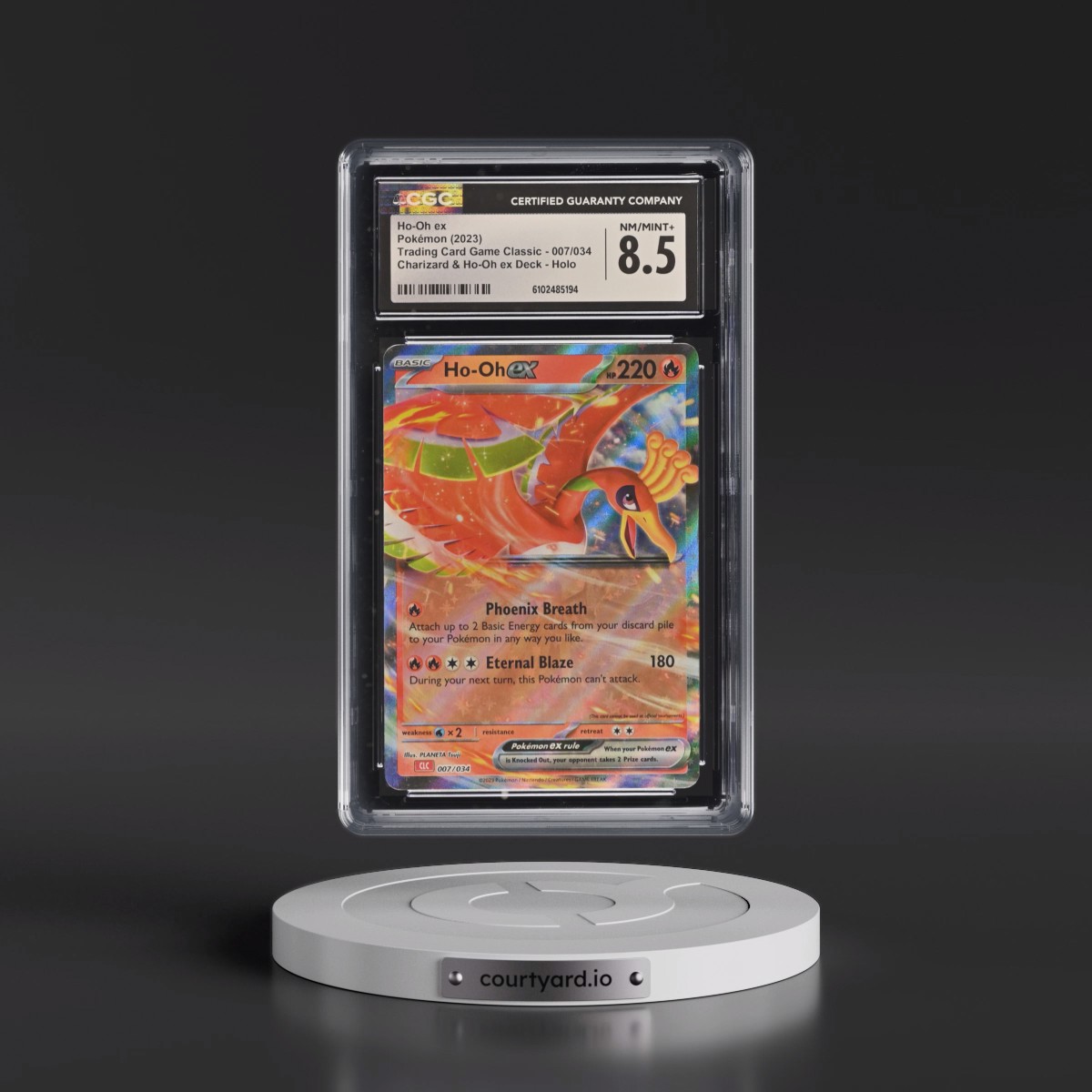 2023 Trading Card Game Classic - CLV, CLC, CLB #007/034 Ho-Oh ex - Charizard &amp; Ho-Oh ex Deck - CLC Holo (CGC 8.5 NM-MT+)