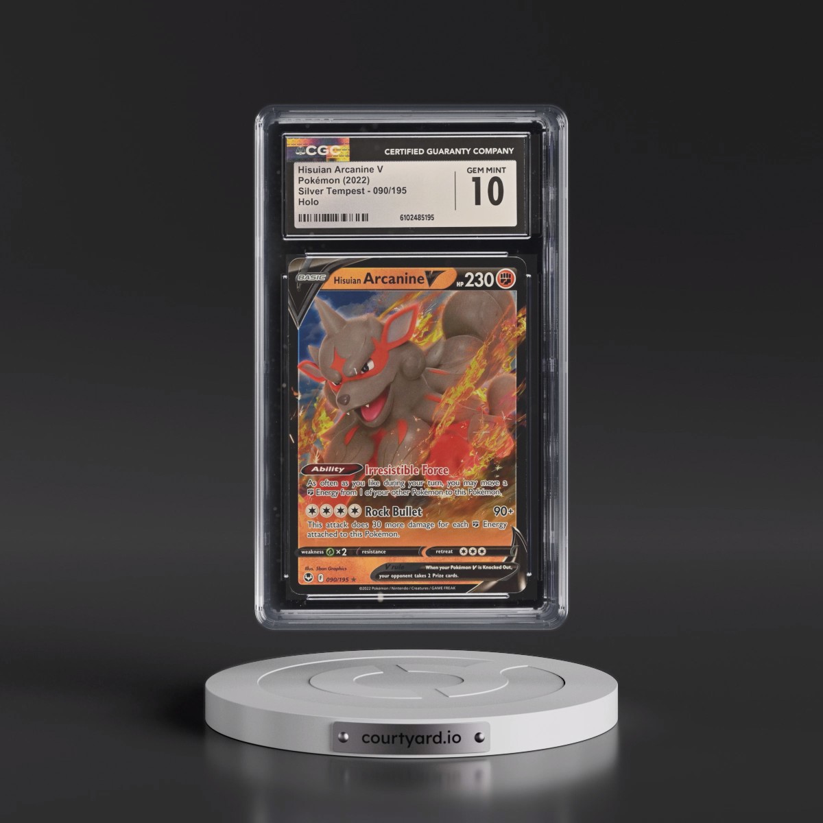 2022 Silver Tempest #090/195 Hisuian Arcanine V - Holo (CGC 10 GEM MINT)
