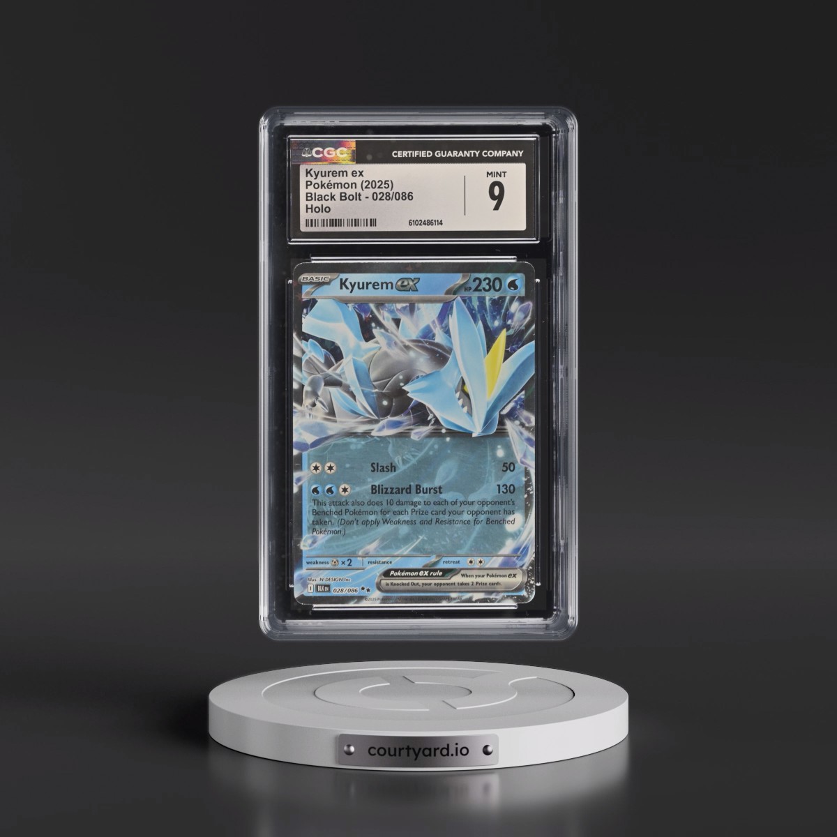 2025 Black Bolt - BLK EN #028/086 Kyurem ex - Holo (CGC 9 MINT)