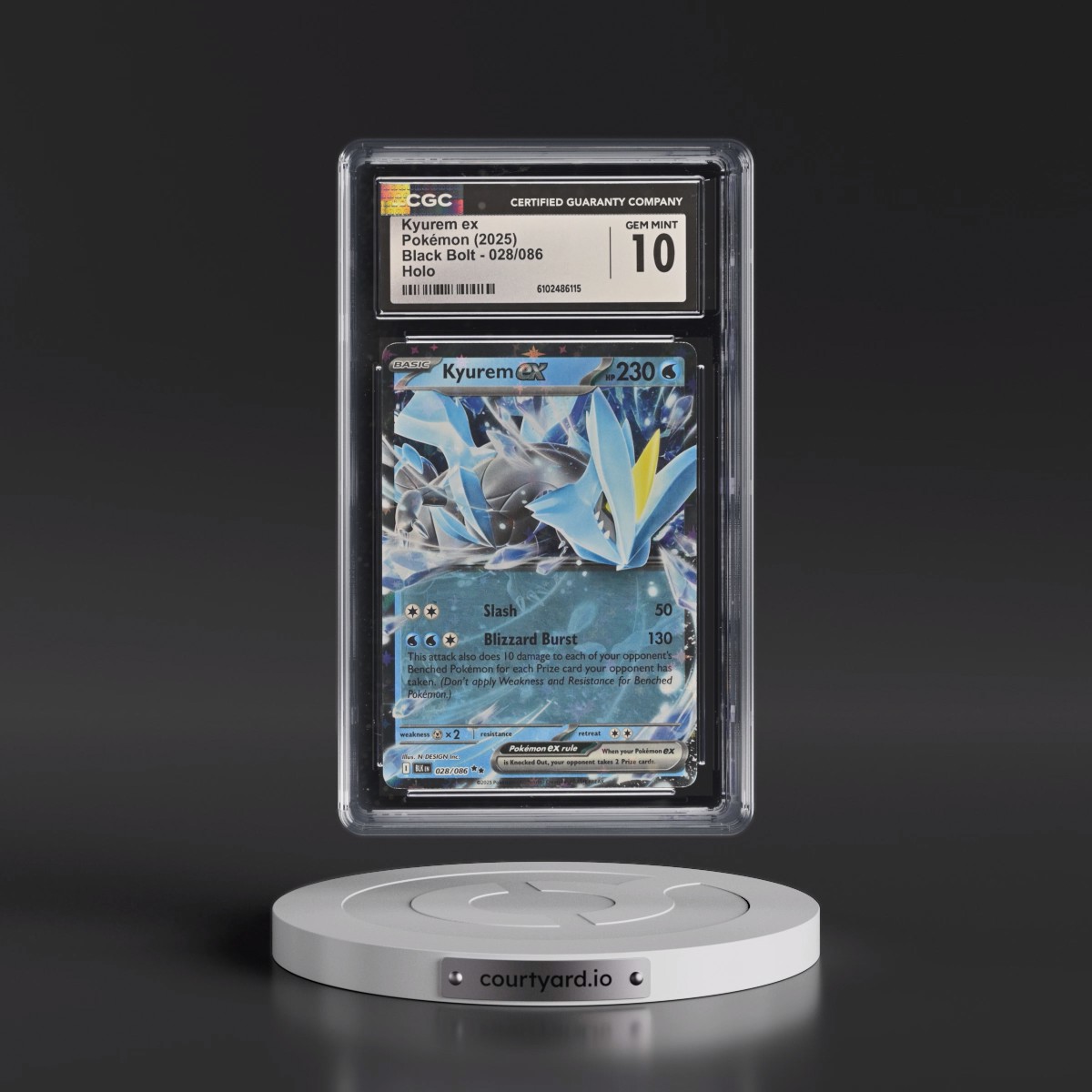 2025 Black Bolt - BLK EN #028/086 Kyurem ex - Holo (CGC 10 GEM MINT)
