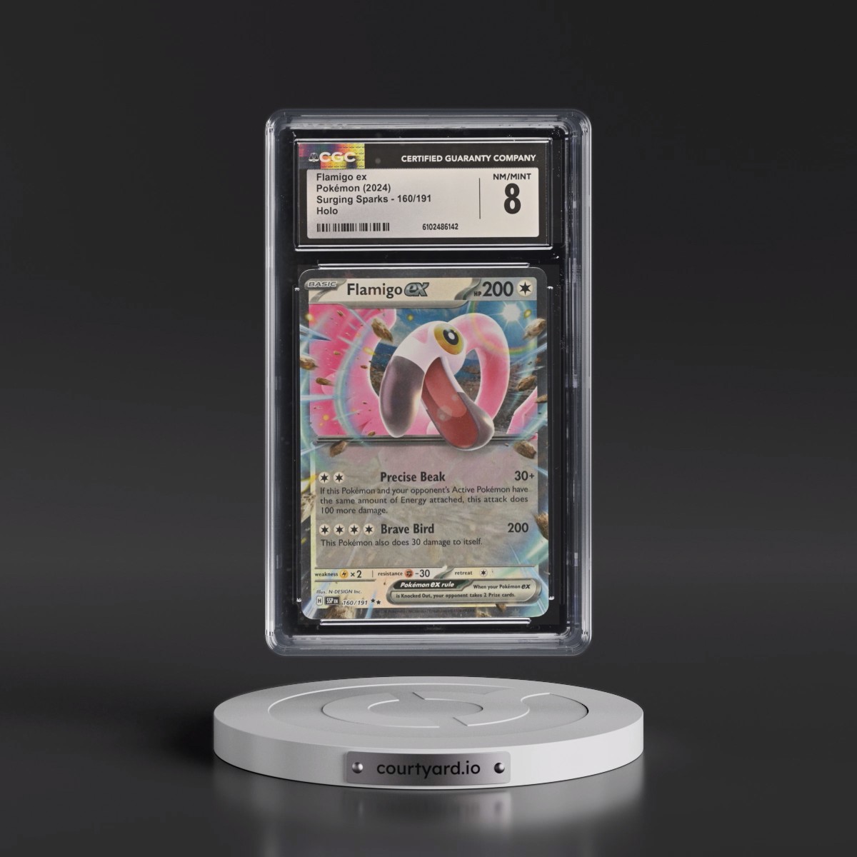 2024 Surging Sparks - SSP EN #160/191 Flamigo ex - Holo (CGC 8 NM-MT)