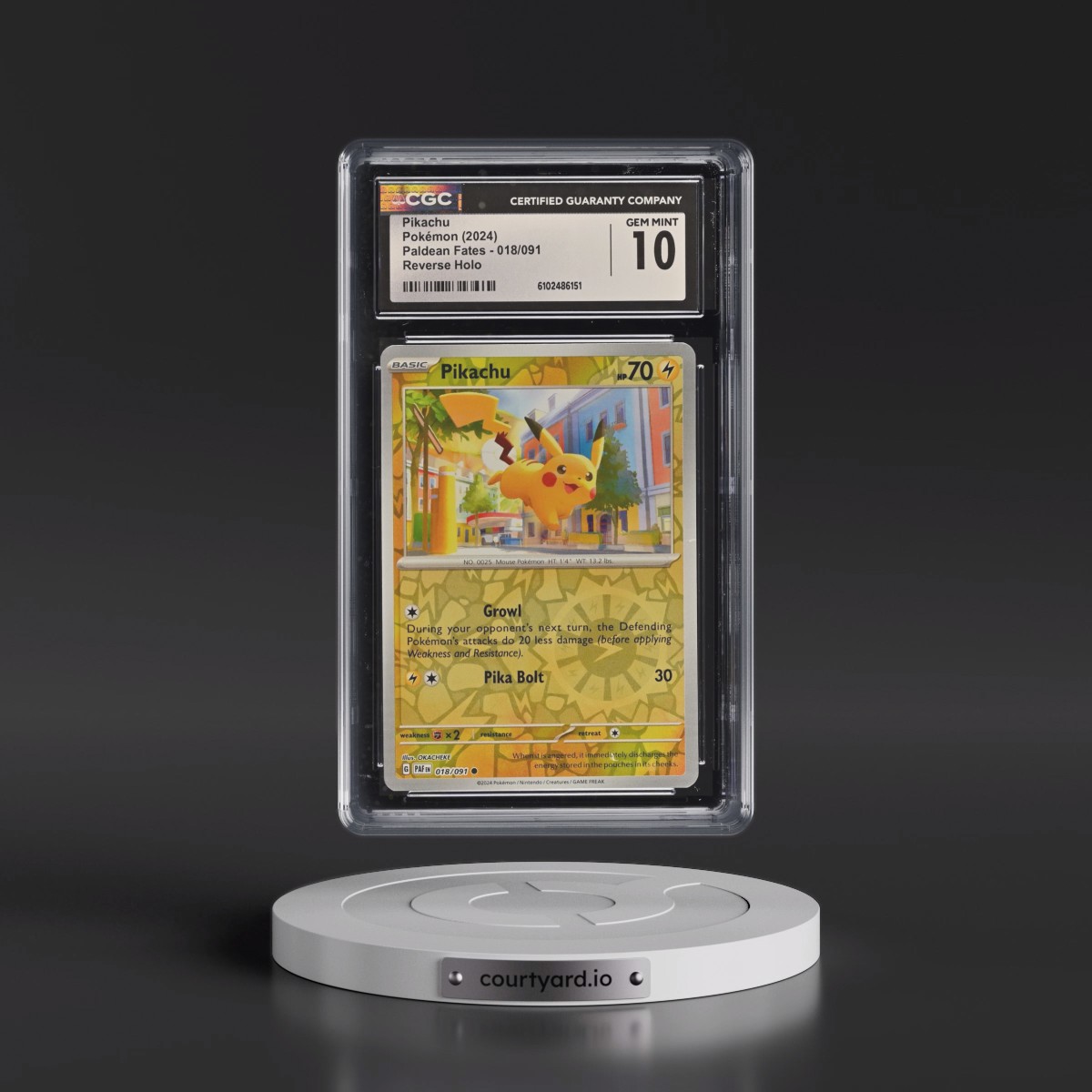 2024 Paldean Fates - PAF EN Pikachu - Reverse Holo #018/091 CGC 10