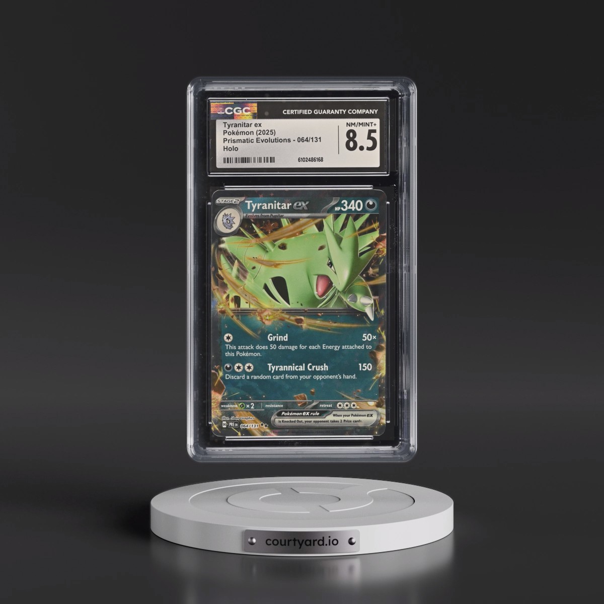 2025 Prismatic Evolutions - PRE EN #064/131 Tyranitar ex - Holo (CGC 8.5 NM-MT+)