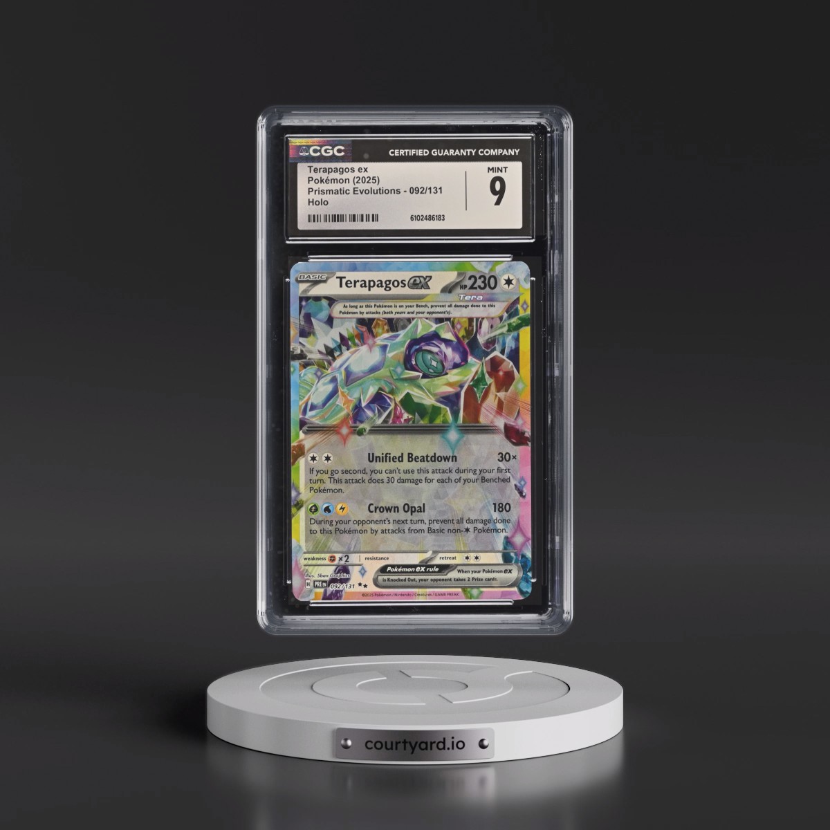 2025 Pokémon Pre EN-Prismatic Evolutions #092 Terapagos EX - Holo (CGC 9 MINT)