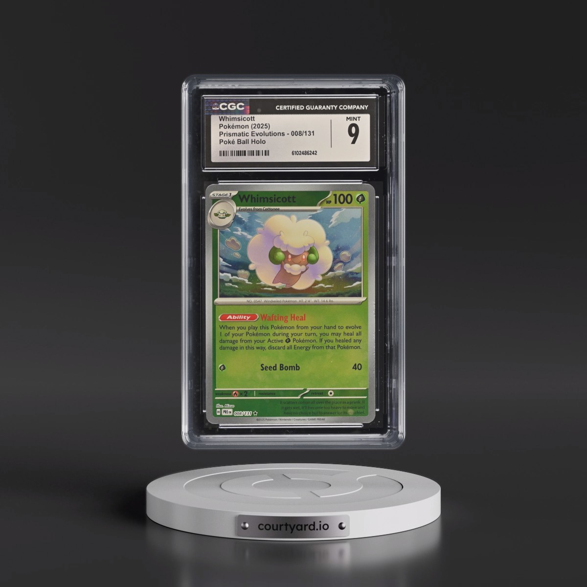 2024 Prismatic Evolutions - PRE EN #008/131 Whimsicott - Poké Ball Holo (CGC 9 MINT)