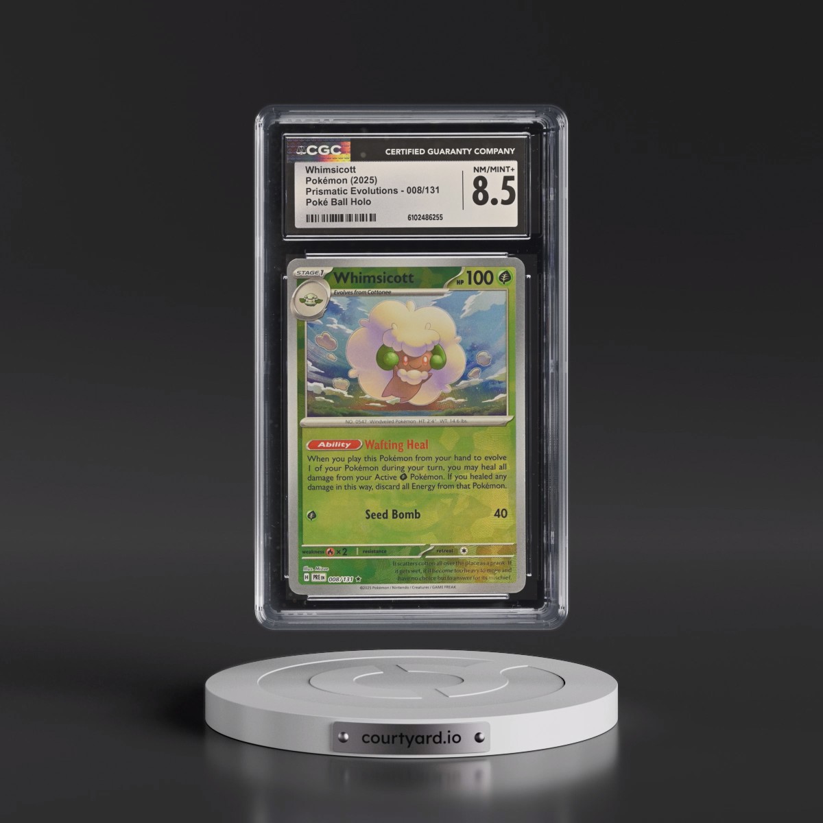 2024 Prismatic Evolutions - PRE EN #008/131 Whimsicott - Poké Ball Holo (CGC 8.5 NM-MT+)