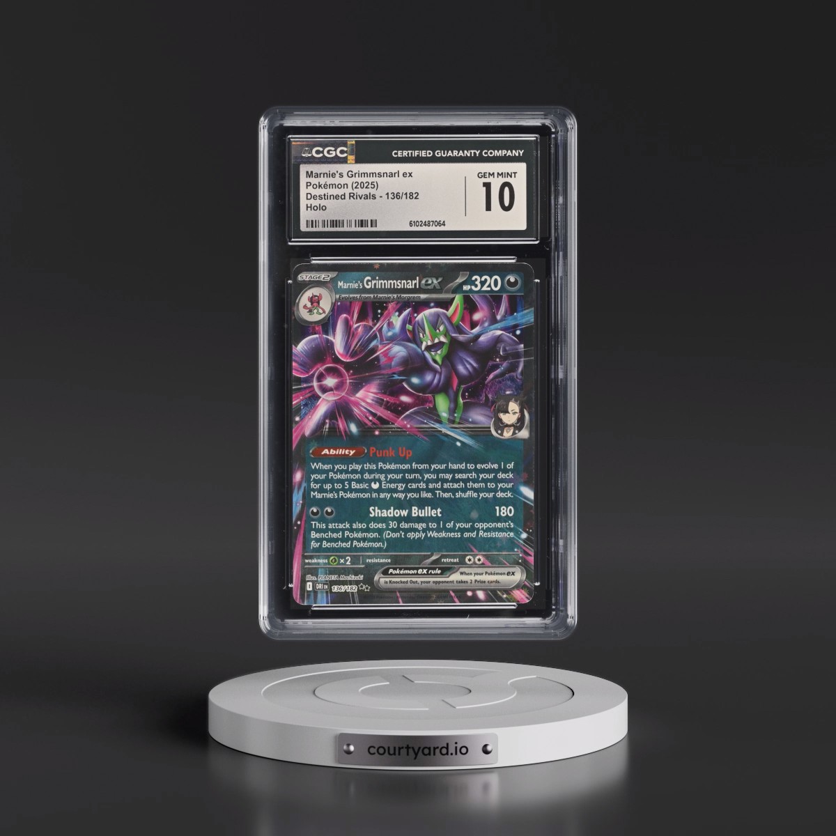 2025 Pokémon Dri EN-Destined Rivals #136 Marnie's Grimmsnarl EX - Holo (CGC 10 GEM MINT)