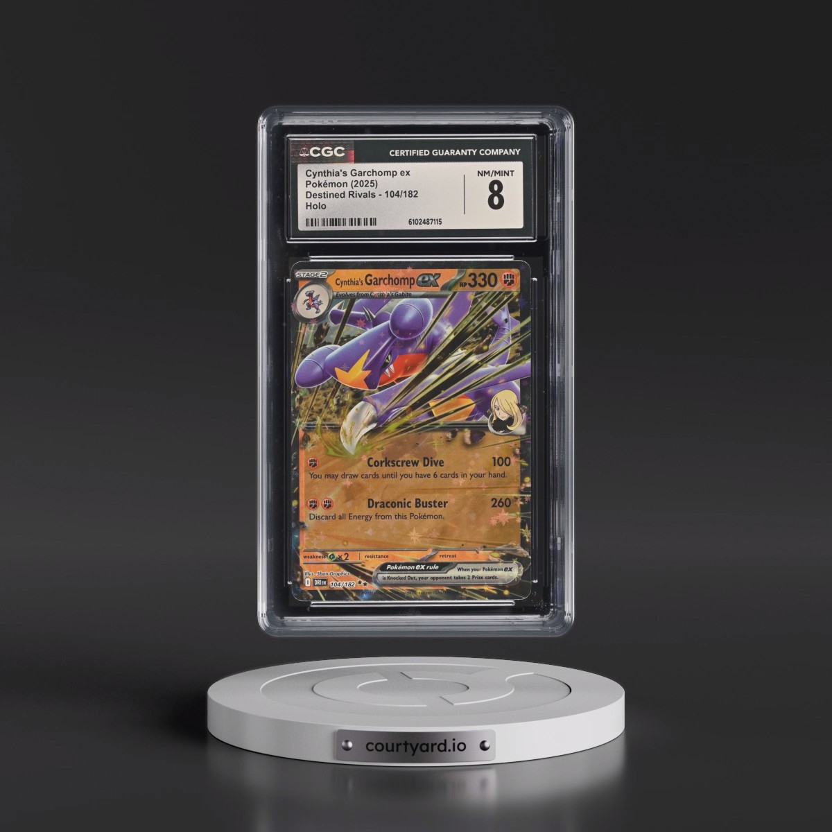 2025 Pokémon Dri EN-Destined Rivals #104 Cynthia's Garchomp EX - Holo (CGC 8 NM-MT)