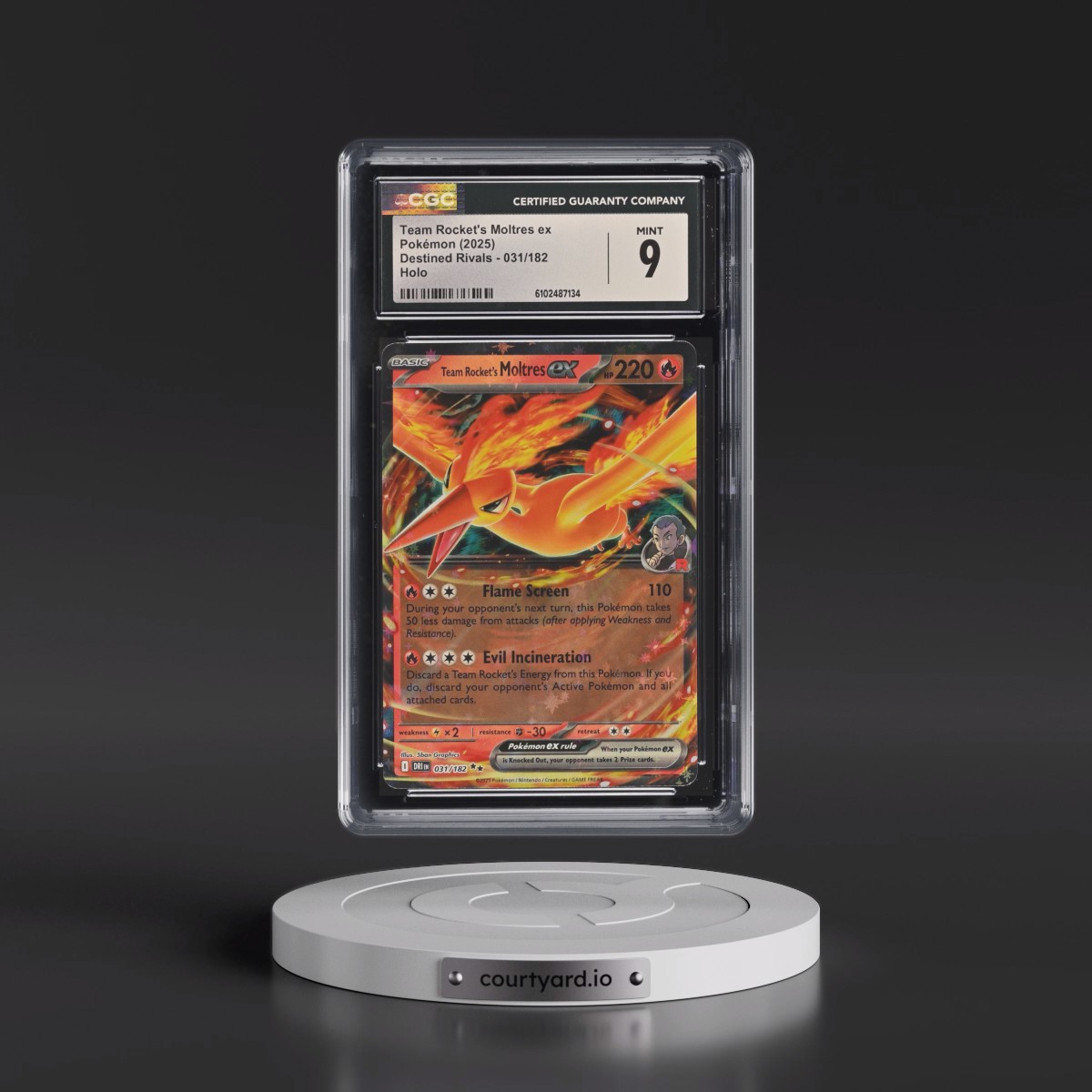 2025 Pokémon Dri EN-Destined Rivals #031 Team Rocket's Moltres EX - Holo (CGC 9 MINT)