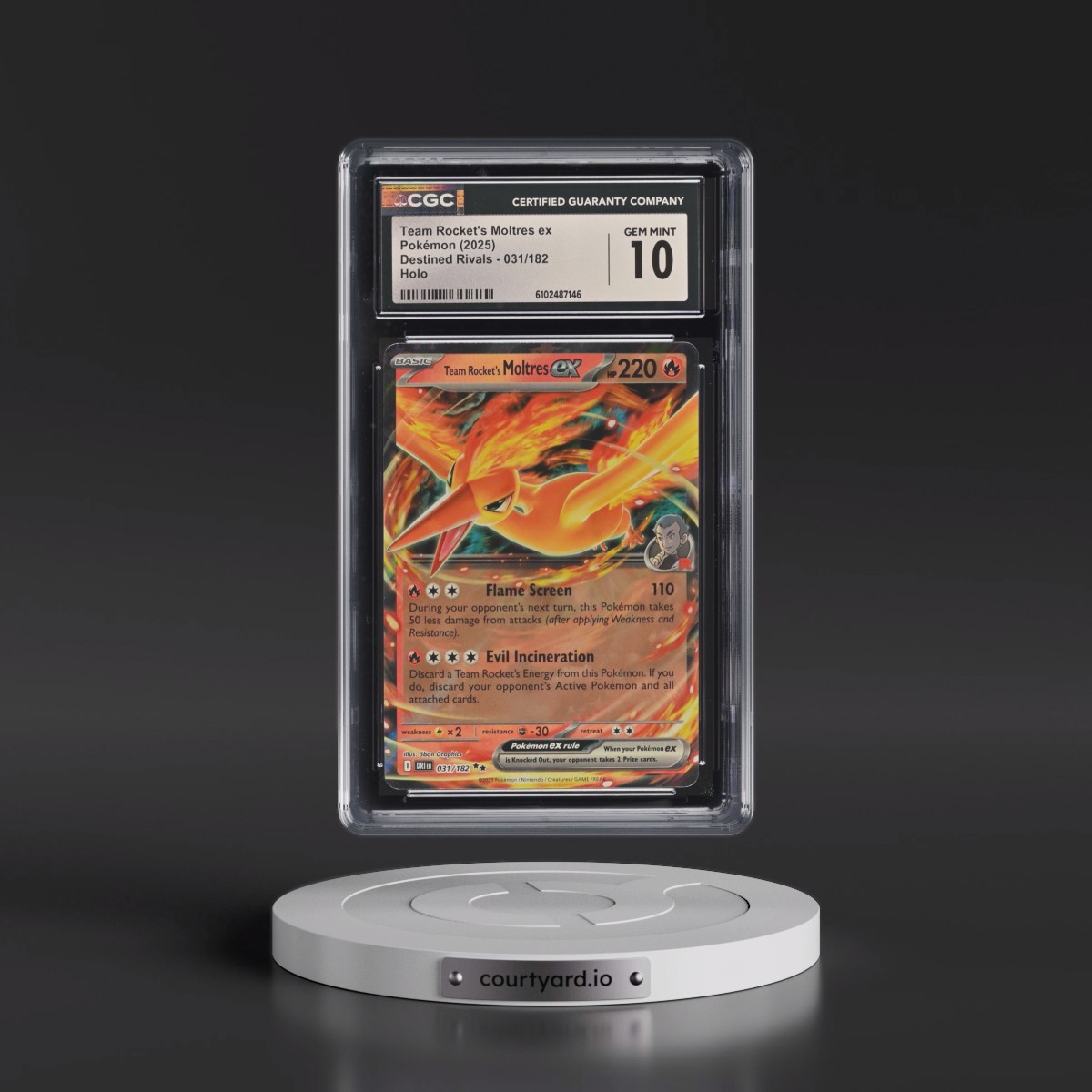 2025 Pokémon Dri EN-Destined Rivals #031 Team Rocket's Moltres EX - Holo (CGC 10 GEM MINT)