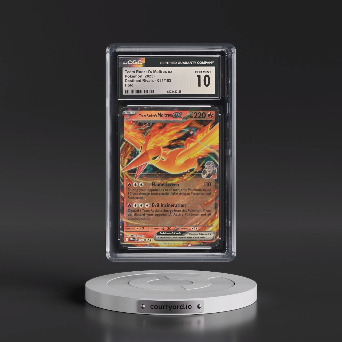 2025 Pokémon Dri EN-Destined Rivals #031 Team Rocket's Moltres EX - Holo (CGC 10 GEM MINT)