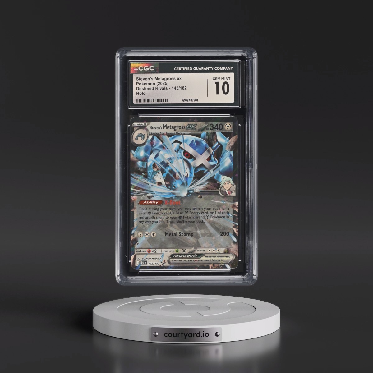 2025 Pokémon Dri EN-Destined Rivals #145 Steven's Metagross EX - Holo (CGC 10 GEM MINT)
