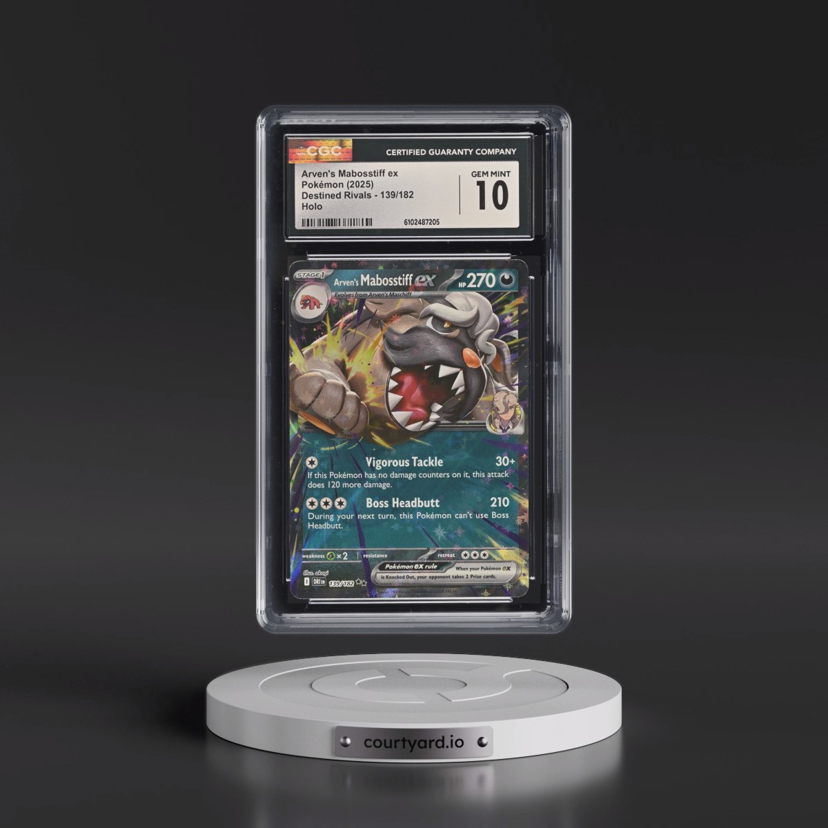 2025 Pokémon Dri EN-Destined Rivals #139 Arven's Mabosstiff EX - Holo (CGC 10 GEM MINT)