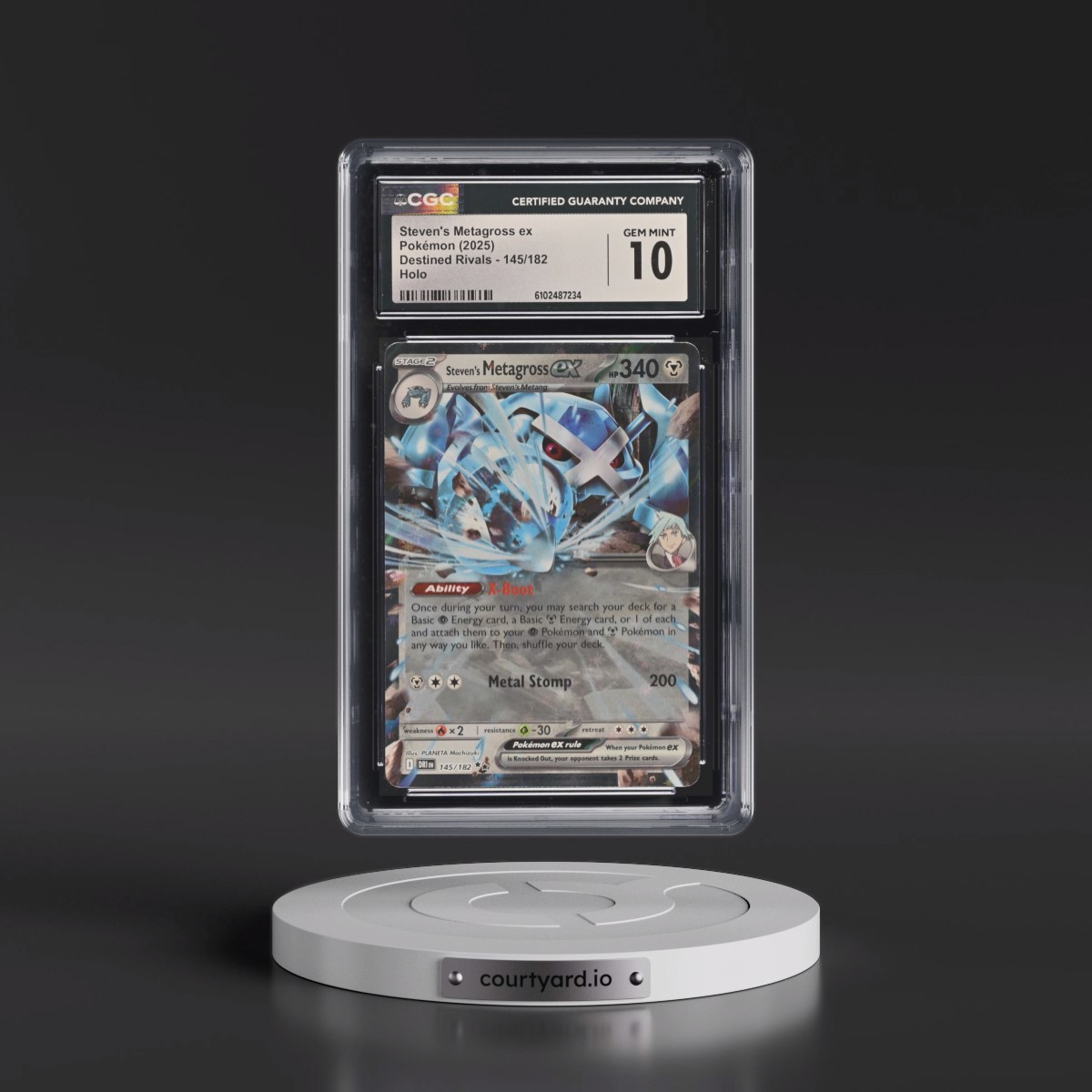 2025 Pokémon Dri EN-Destined Rivals #145 Steven's Metagross EX - Holo (CGC 10 GEM MINT)