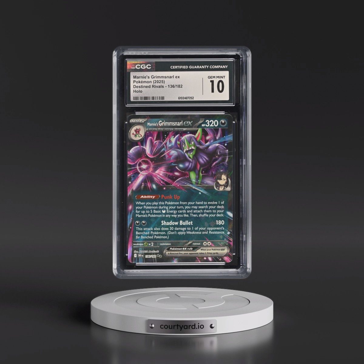 2025 Pokémon Dri EN-Destined Rivals #136 Marnie's Grimmsnarl EX - Holo (CGC 10 GEM MINT)