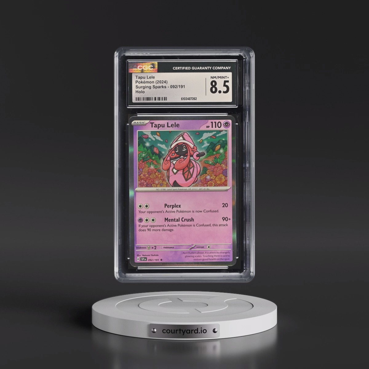 2024 Surging Sparks - SSP EN #092/191 Tapu Lele - Holo (CGC 8.5 NM-MT+)