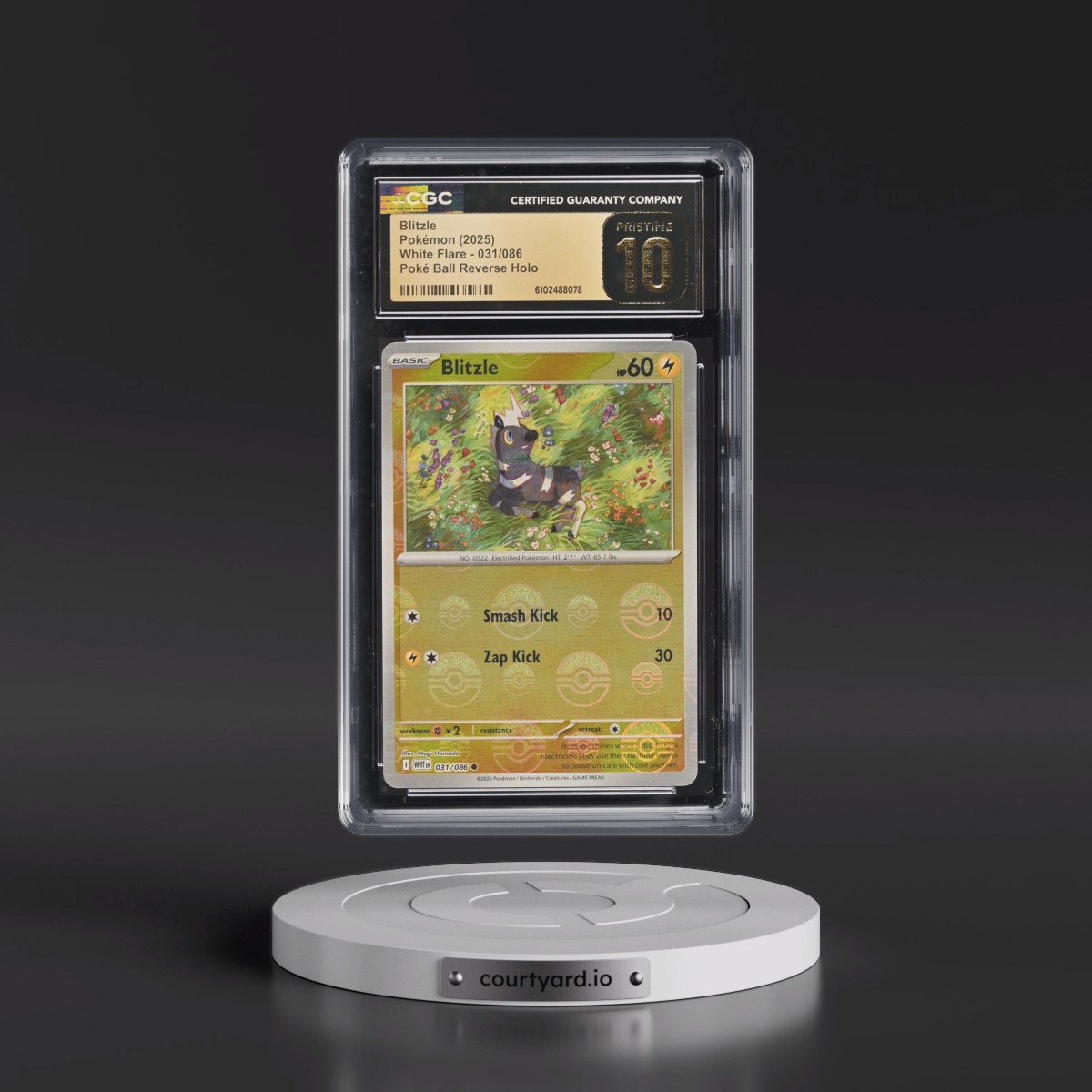 2025 White Flare - WHT EN #031/086 Blitzle - Reverse Holo Poké Ball (CGC 10 PRISTINE)