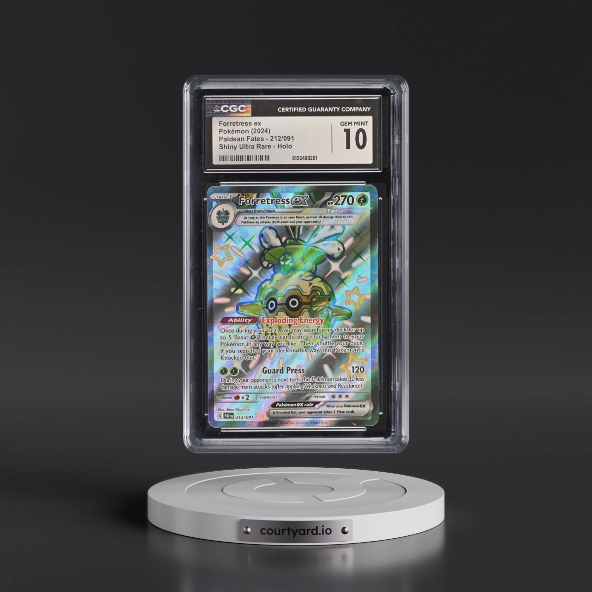 2024 Paldean Fates - PAF EN #212/091 Forretress ex - Shiny Ultra Rare Holo (CGC 10 GEM MINT)