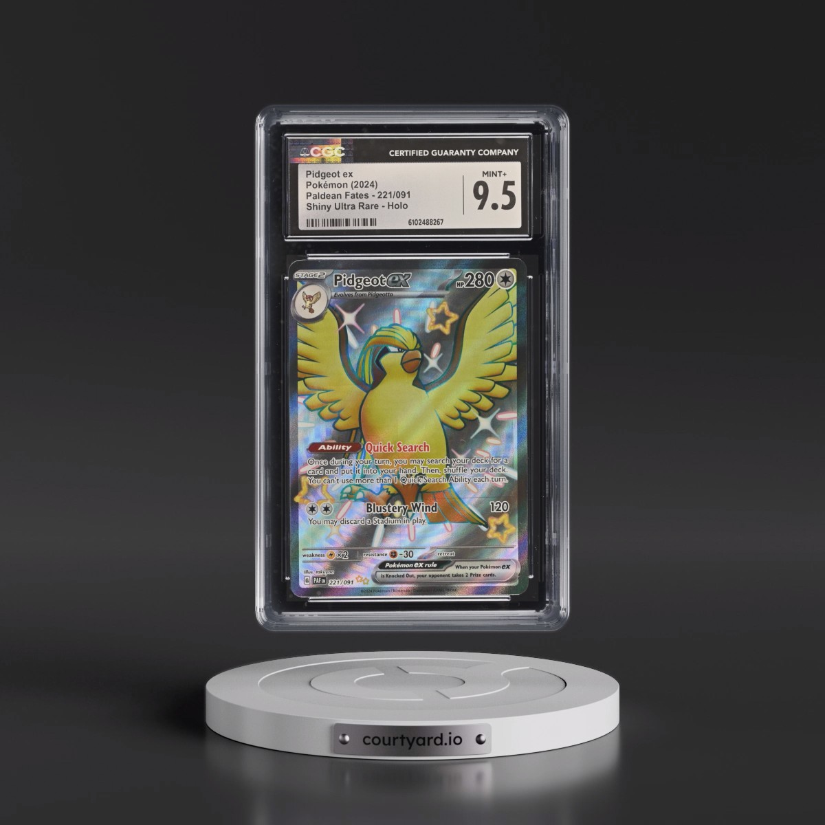 2024 Paldean Fates - PAF EN #221/091 Pidgeot ex - Shiny Ultra Rare Holo (CGC 9.5 MINT+)