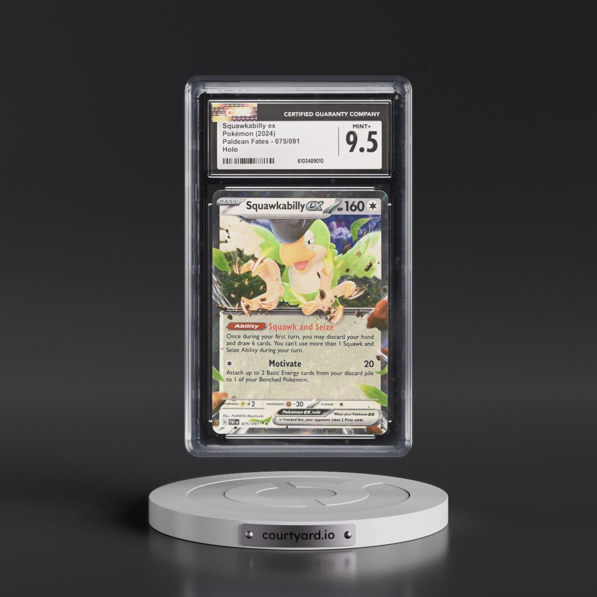 2024 Paldean Fates - PAF EN #075/091 Squawkabilly ex - Holo (CGC 9.5 MINT+)