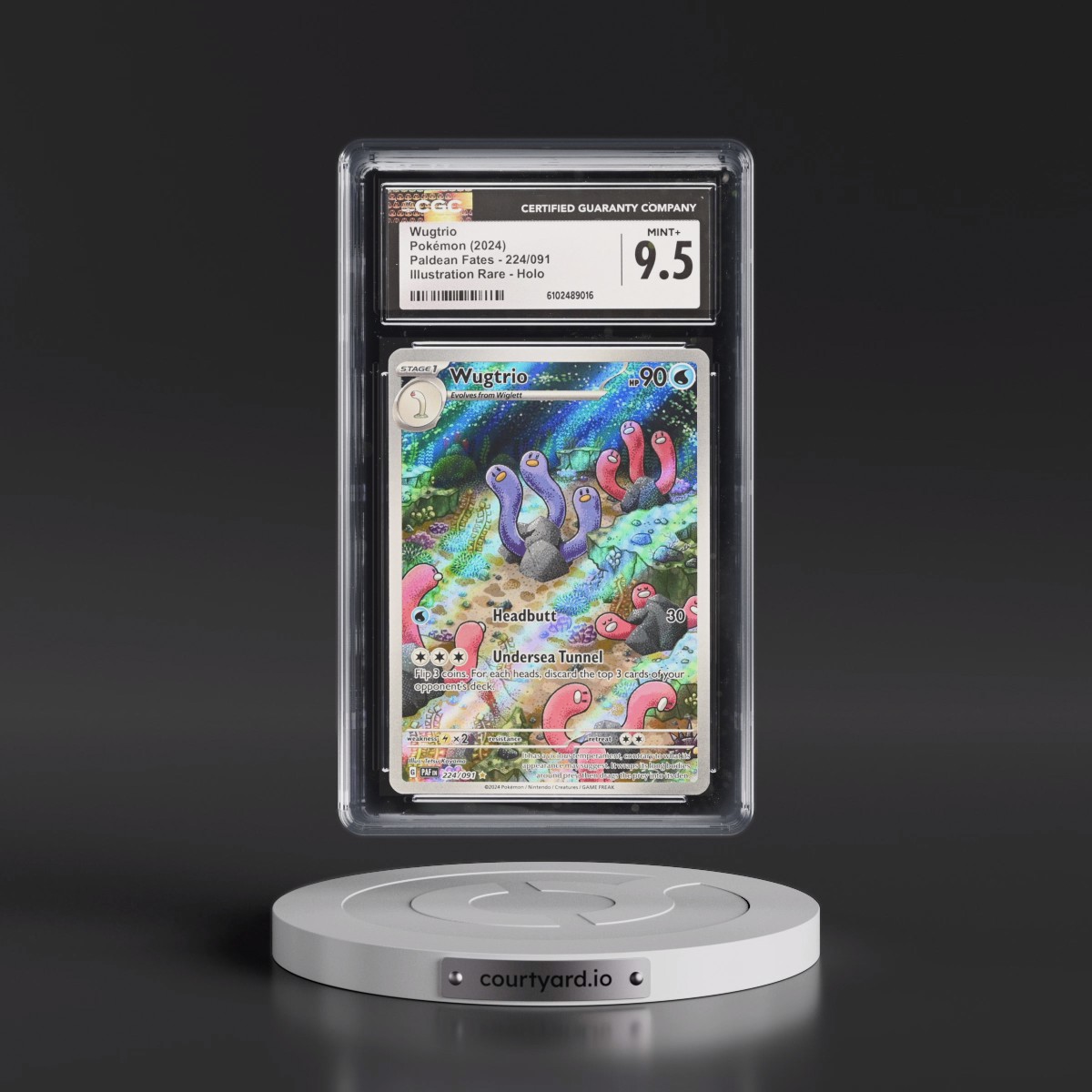 2024 Pokémon Paf EN-Paldean Fates #224 Wugtrio - Illustration Rare (CGC 9.5 MINT+)